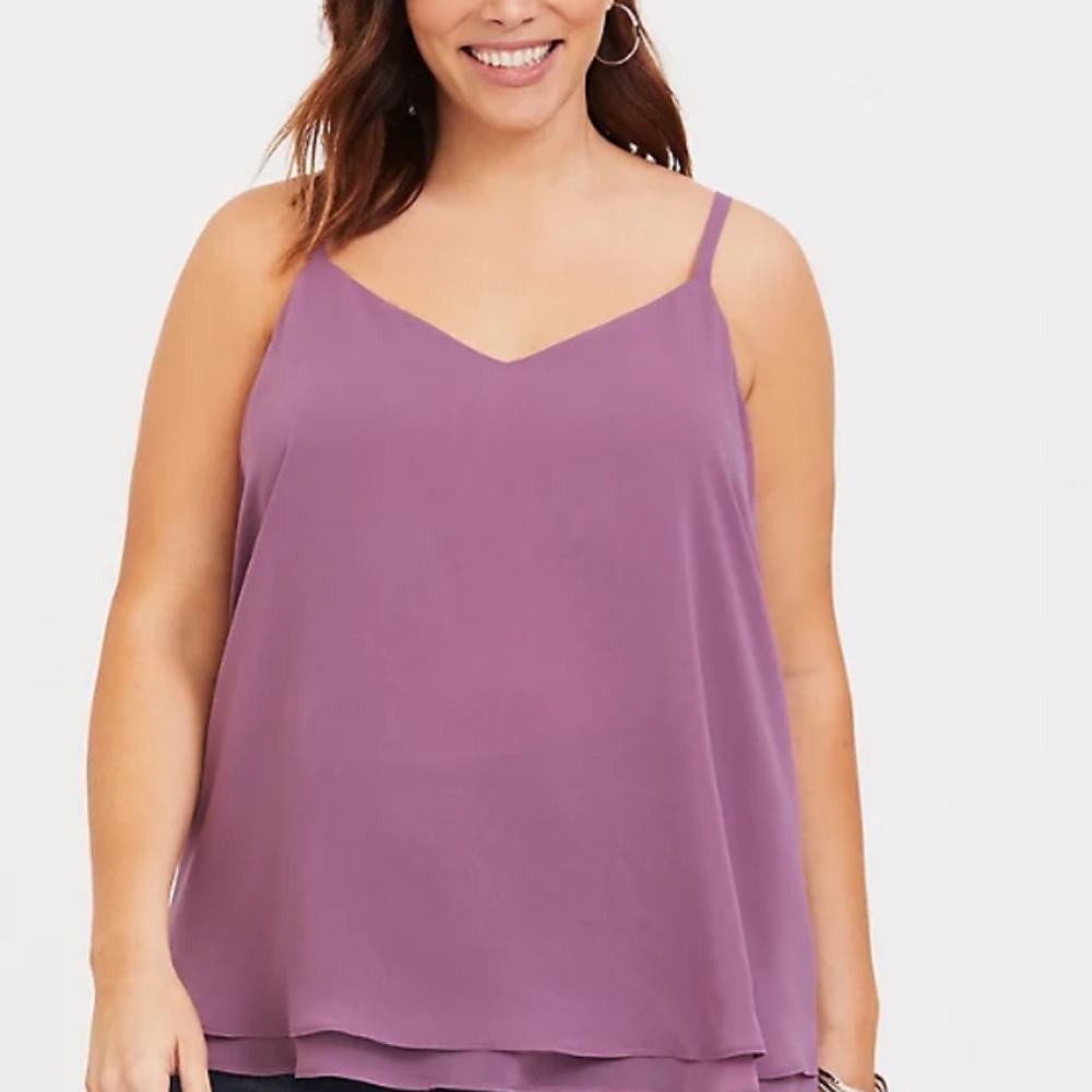 (NWOT) Torrid purple chiffon double swing cami